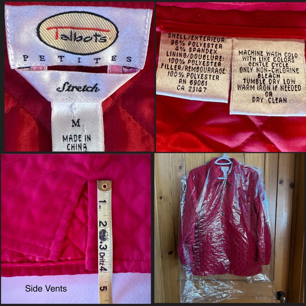 Talbots Quilted Utility Jacket Barn Chore Shacket Red (M/Petite) - Picture 6 of 17